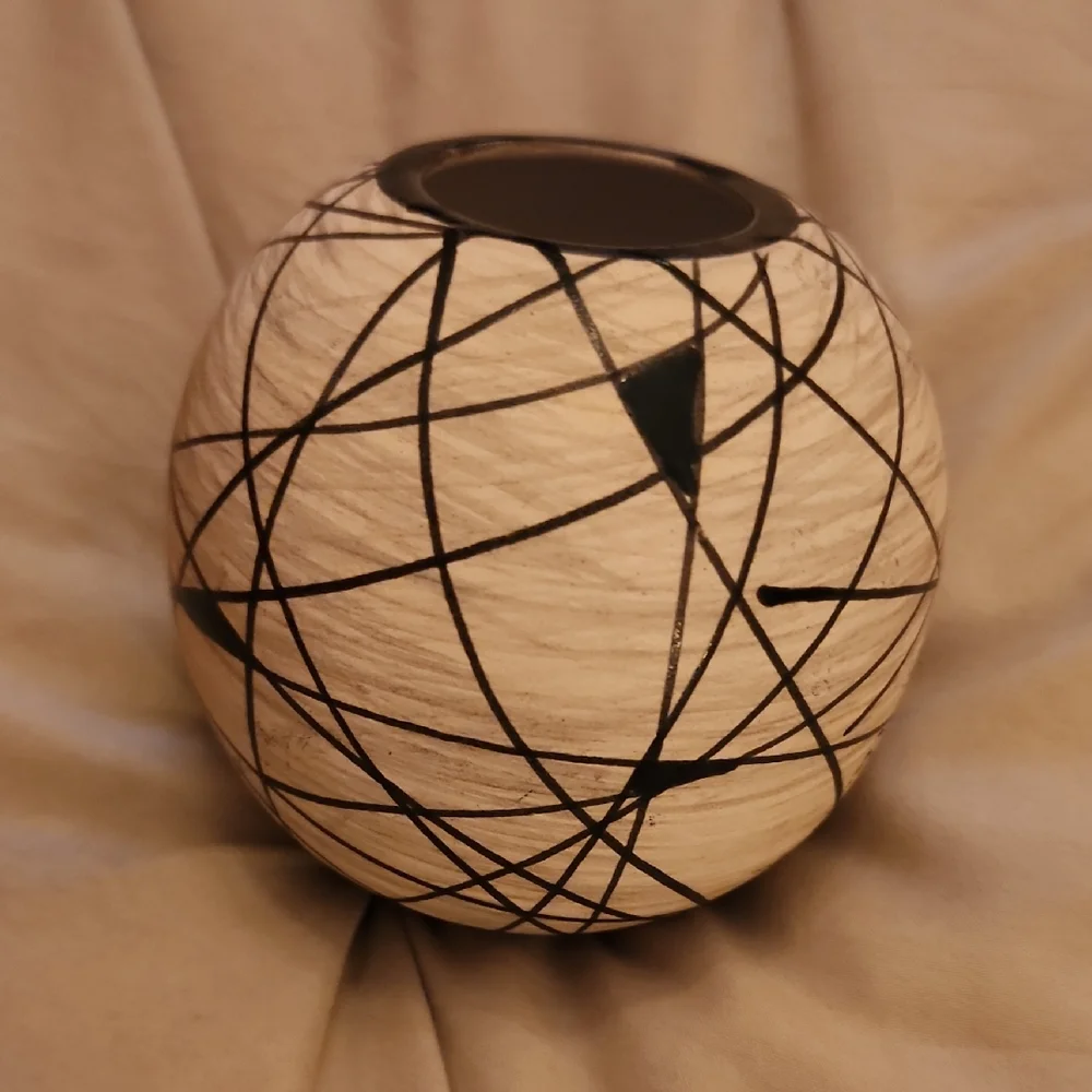 Classic Black and Cream Abstract Vase Made In Ukraine‎